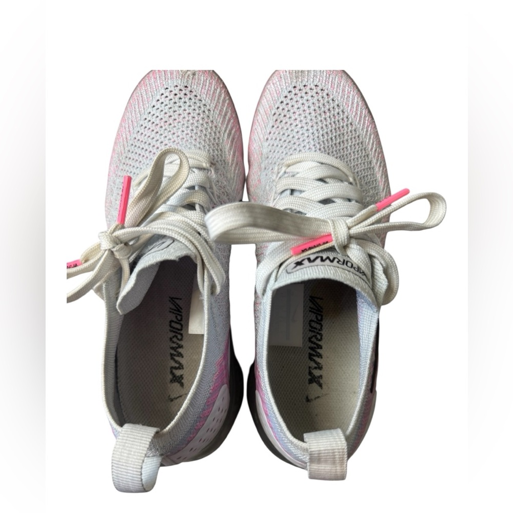 Nike Women's Gray and Pink Flyknit Vapormax Sneakers - Picture 3 of 8